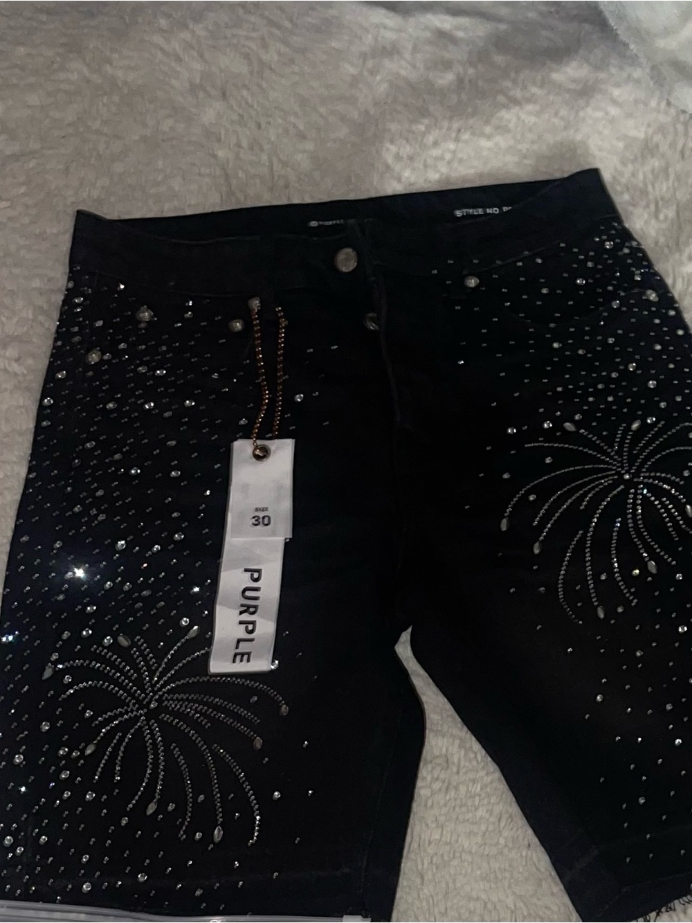 Purple Embellished men Jeans Shorts - Size 30